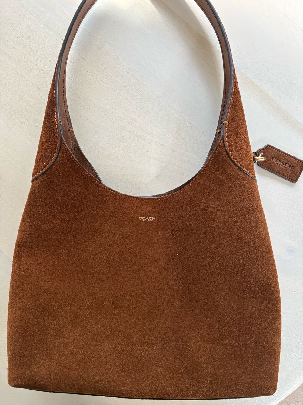 Coach Brown Suede Hobo Shoulder Bag - Picture 4 of 7